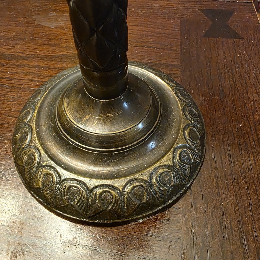 Vintage Palm Tree Brass Metal Candlestick Holder, Made in India, 9" Tall - Picture 4 of 6